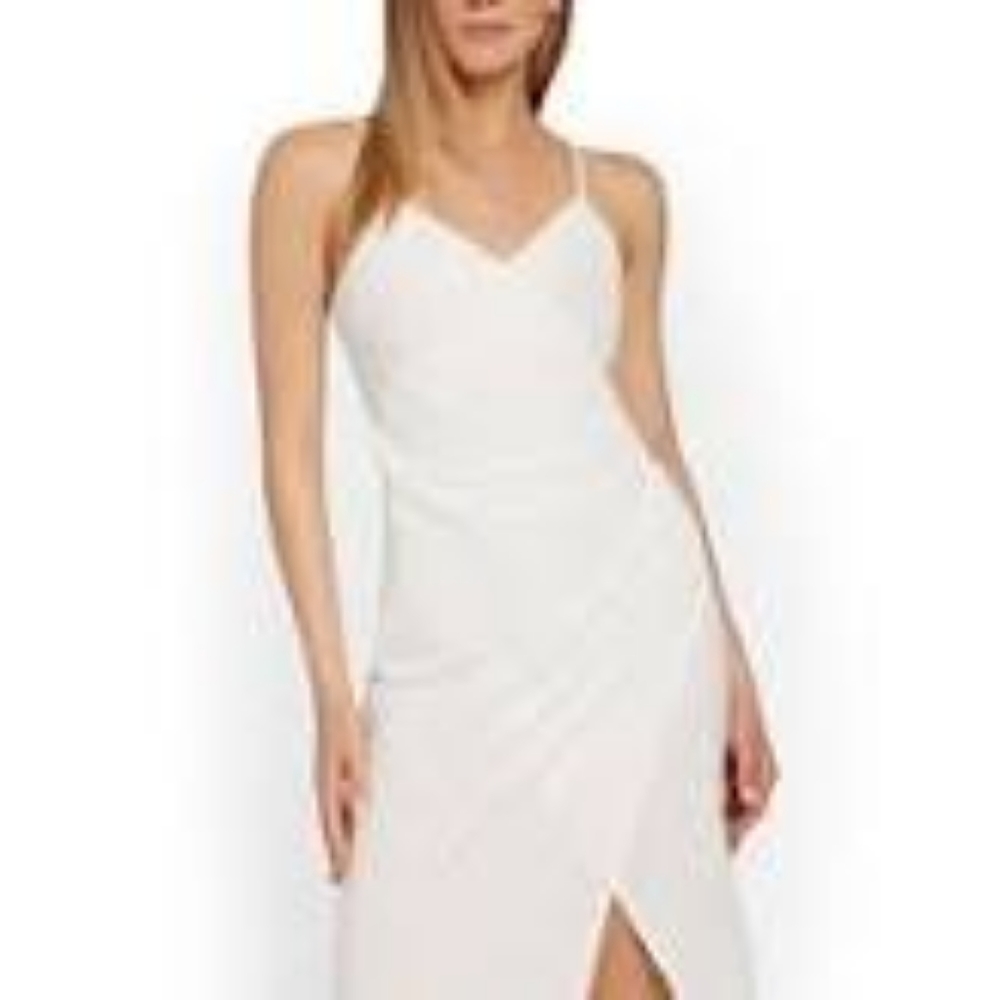 Cinched-Side Crepe White Dress